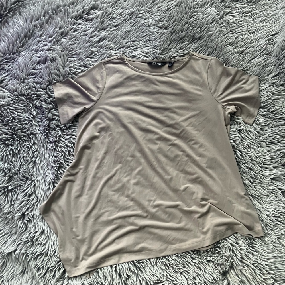 Susan Graver MEDIUM Blouse-Every Day Liquid Knit Asymmetrical Tunic Poly Spandex - Picture 2 of 13
